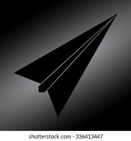 Black paper airplane - vector icon