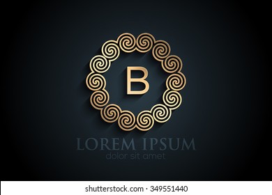 Black paper B monogram letter logo design alphabet collection