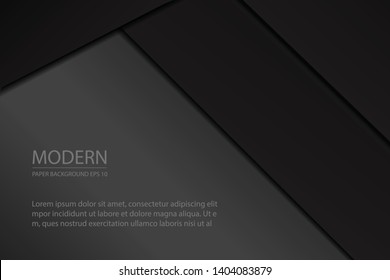 Black paper background layer overlaping shadow for text and message modern artwork design - Vector