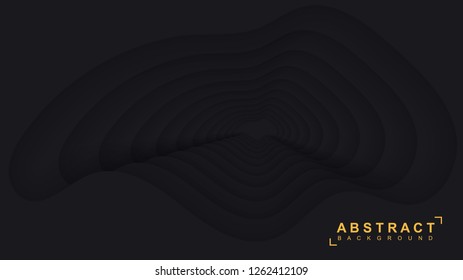 Black paper background. Vector geometric 3d illustration.