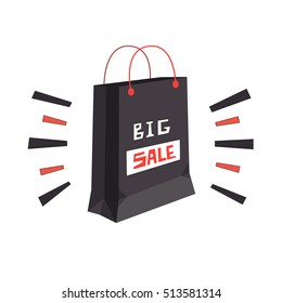 Black paper bag with "Big Sale" text. Vector illustration