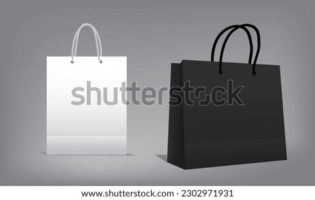 Black Paper bag vector illustration, plain bag for mock up design, white bag and black bag isolated, shoppingbag blank 