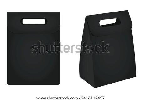 Black paper bag. vector illustration