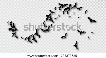 Black Paper Bats Take Flight Over a White Background, Creating a Striking Decoration. Spirit of Halloween