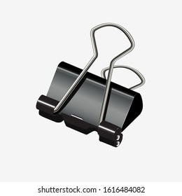 Black paper binder on a white background. Clerical clip or stapler.