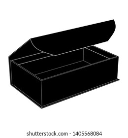 Black paper box template. Outline icon. Vector illustration isolated on white background