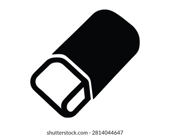 Black Paper Clip Attached To White Rectangular Object Isolated Design