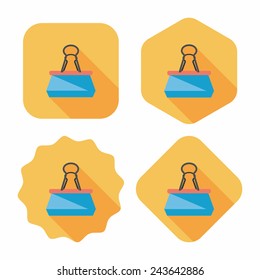 Black Paper clip flat icon with long shadow,eps10