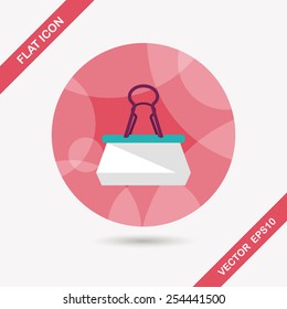 Black Paper clip flat icon with long shadow,eps10