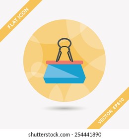Black Paper clip flat icon with long shadow,eps10