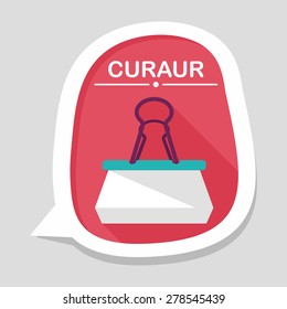 Black Paper clip flat icon with long shadow,eps10