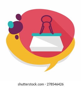 Black Paper clip flat icon with long shadow,eps10