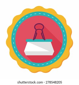 Black Paper clip flat icon with long shadow,eps10