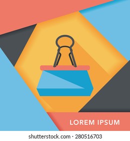 Black Paper clip flat icon with long shadow,eps10