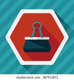 Black Paper clip flat icon with long shadow,eps10