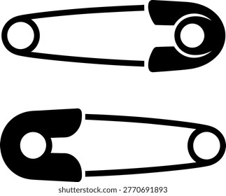 Black paper clip icon in open and closed position