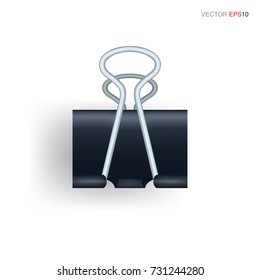 Black Paper clip isolated on white background. Vector illustration.