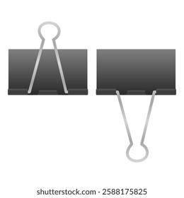 Black Paper Clip Vector. Paper Clip Icon Office School Supplies. Paper Clip Element.