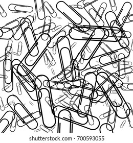 Black paper clips intertwined, on white color base
