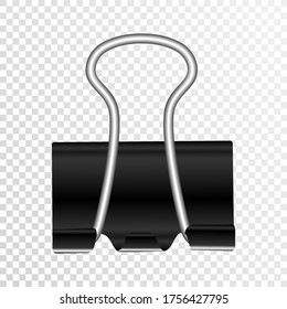 Black paper clips isolated on transparent background 