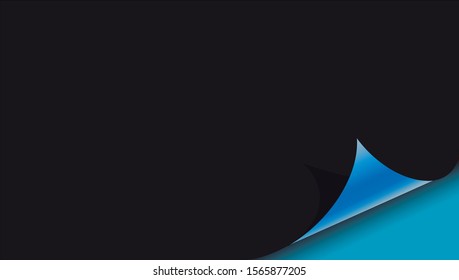 Black Paper with curled corner and shadow, template for your design.Vector illustration.
