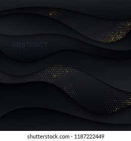 Black Paper Cut Background Abstract Realistic Stock Vector (Royalty ...