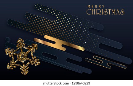 Black paper cut background. Abstract realistic layered papercut decoration textured with golden halftone pattern. 3d backdrop. Cover layout template. Material design concept