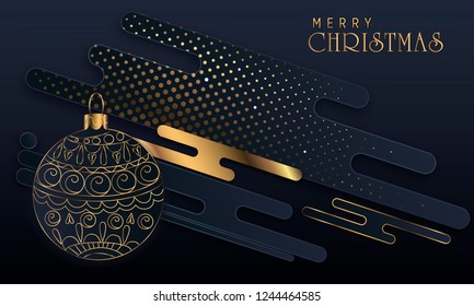 Black paper cut background. Abstract realistic layered papercut decoration textured with golden halftone pattern. 3d backdrop. Cover layout template. Material design concept