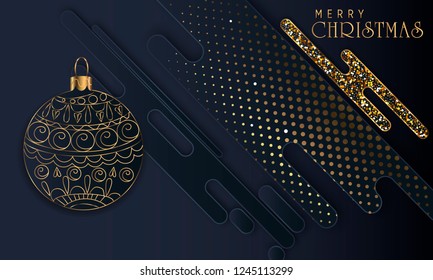 Black paper cut background. Abstract realistic layered papercut decoration textured with golden halftone pattern. 3d backdrop. Cover layout template. Material design concept