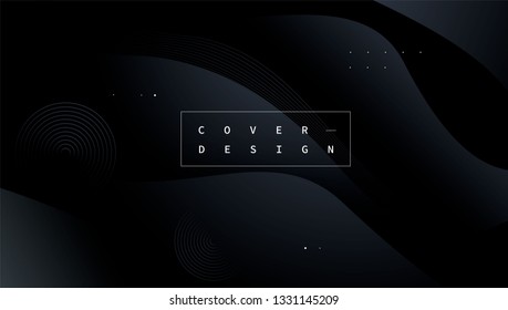 Black paper cut background. Abstract realistic papercut decoration textured with wavy layers. 3d topography relief. Carving art. Vector illustration. Cover layout template. Material design concept