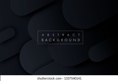 Black paper cut background. Abstract realistic papercut decoration textured with wavy layers. 3d topography relief. Carving art. Vector illustration. Cover layout template. Material design concept