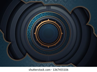 Black paper cut background. Abstract realistic layered papercut decoration textured