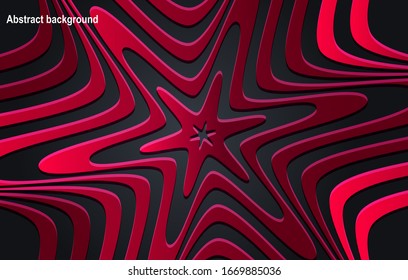 Fondo de corte de papel negro. Decoración en papel realista abstracta con bordes ondulados y gradiente. Plantilla de diseño de portada. Ilustración vectorial.