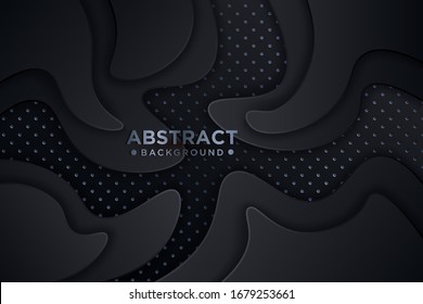 Black Paper Cut Background Abstract Realistic Stock Vector (Royalty ...