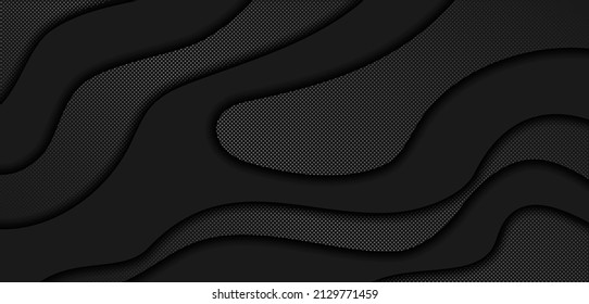 Black Paper Cut Background Abstract Realistic Stock Vector (Royalty ...