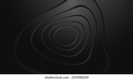 Fondo de corte de papel negro. Resumen de la decoración de papel realista texturada con capas escalonadas. Concepto de diseño de material tecnológico. Fondo 3d de la plantilla de cubierta de luz gris. Ilustración vectorial.