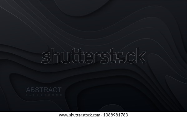 Black Paper Cut Background Abstract Realistic Stock Vector (Royalty ...