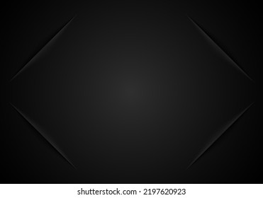 Black paper cut ripped corner on dark background. Vector illustration