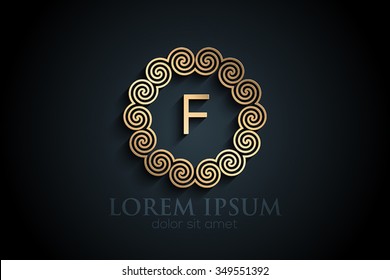 Black paper F monogram letter logo design alphabet collection