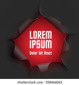 Black paper hole with text place