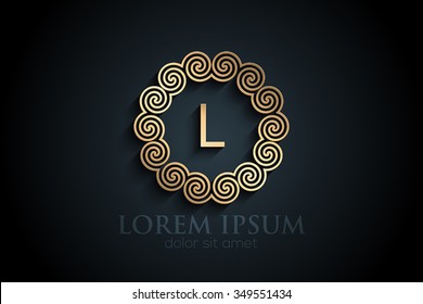 Black paper L monogram letter logo design alphabet collection