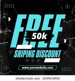 Black paper Modern Free Shipping Social Media Post Design Background