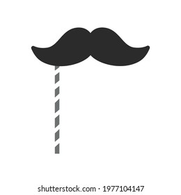 Black paper mustache props icon illustration for photo booths, Father's day, International men's day,  party decoration, and space for text on white background.