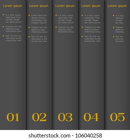Black paper numbered banners. Vector elegant design template