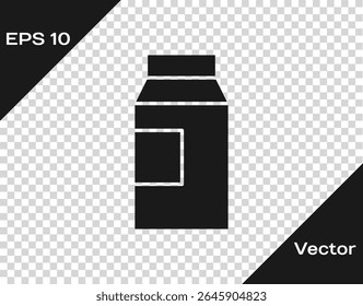 Black Paper package for milk icon isolated on transparent background. Milk packet sign.  Vector