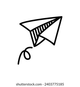 Black Paper Plane Doodle Vector Illustration