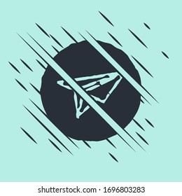 Black Paper plane icon isolated on green background. Paper airplane icon. Messenger concept. Glitch style. Vector Illustration