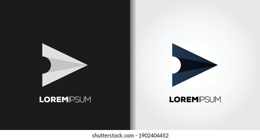 black paper plane logo set brand idea template vector