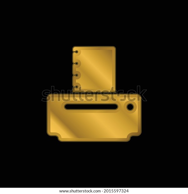 Black Paper Printer Gold Plated Metalic Stock Vector (Royalty Free