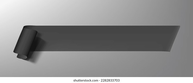 Black Paper Ribbon Banner With Shadow. EPS10 Vector